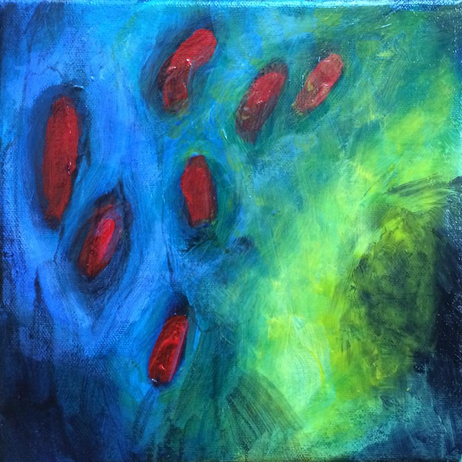 Abstract acrylic paintings photograph. 8x8 inches on stretched canvas.
