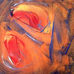 Blue with red abstract painting early draft