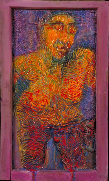 orange pink figure painting woman