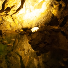 Artificial light and rocks