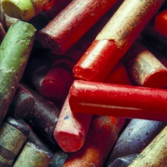 Dirty & worn crayons closeup