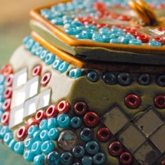 Little yellow and blue mosaic box macro