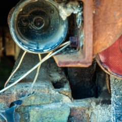 Colorful abandoned vehicle