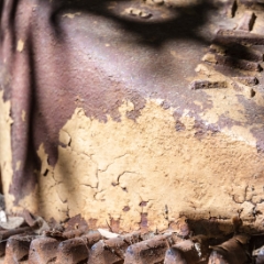 Rusty farm equipment closeup