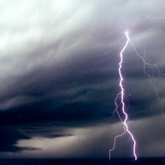 Lightning over the ocean