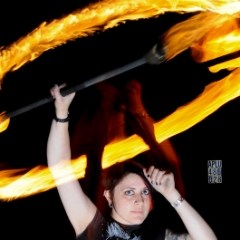 Audrey spins fire with rear curtain flash
