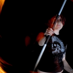 Audrey spins fire with rear curtain flash