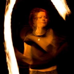 Audrey spins fire
