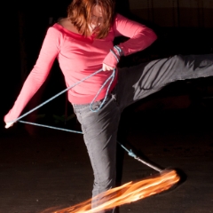 Rope dart and rear curtain flash