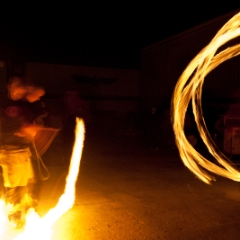 Two fire spinners