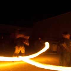 Two fire spinners