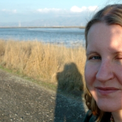 Squinting at the sun at Mountain View shoreline