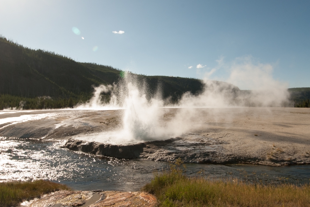 Yellowstone National Park, Wyoming photograph. There were a lot of active <a href='http://en.wikipedia.org/wiki/Geyser'>geysers</a> in Yellowstone.